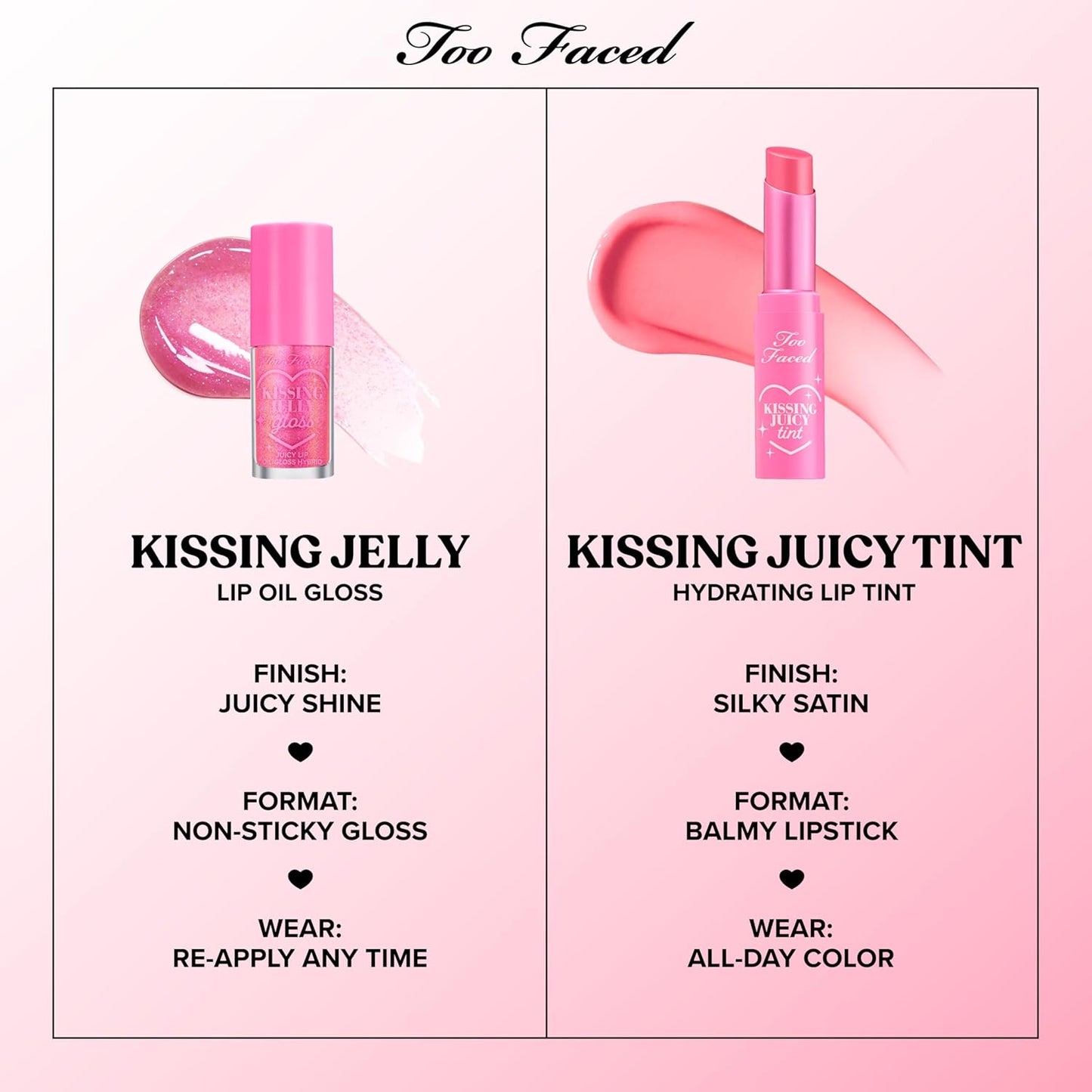 Too Faced Kissing Jelly Lip Oil + Gloss | Hydrating Lip Serum Treatment with Jojoba Oil for Instant Moisture and Glossy Shine