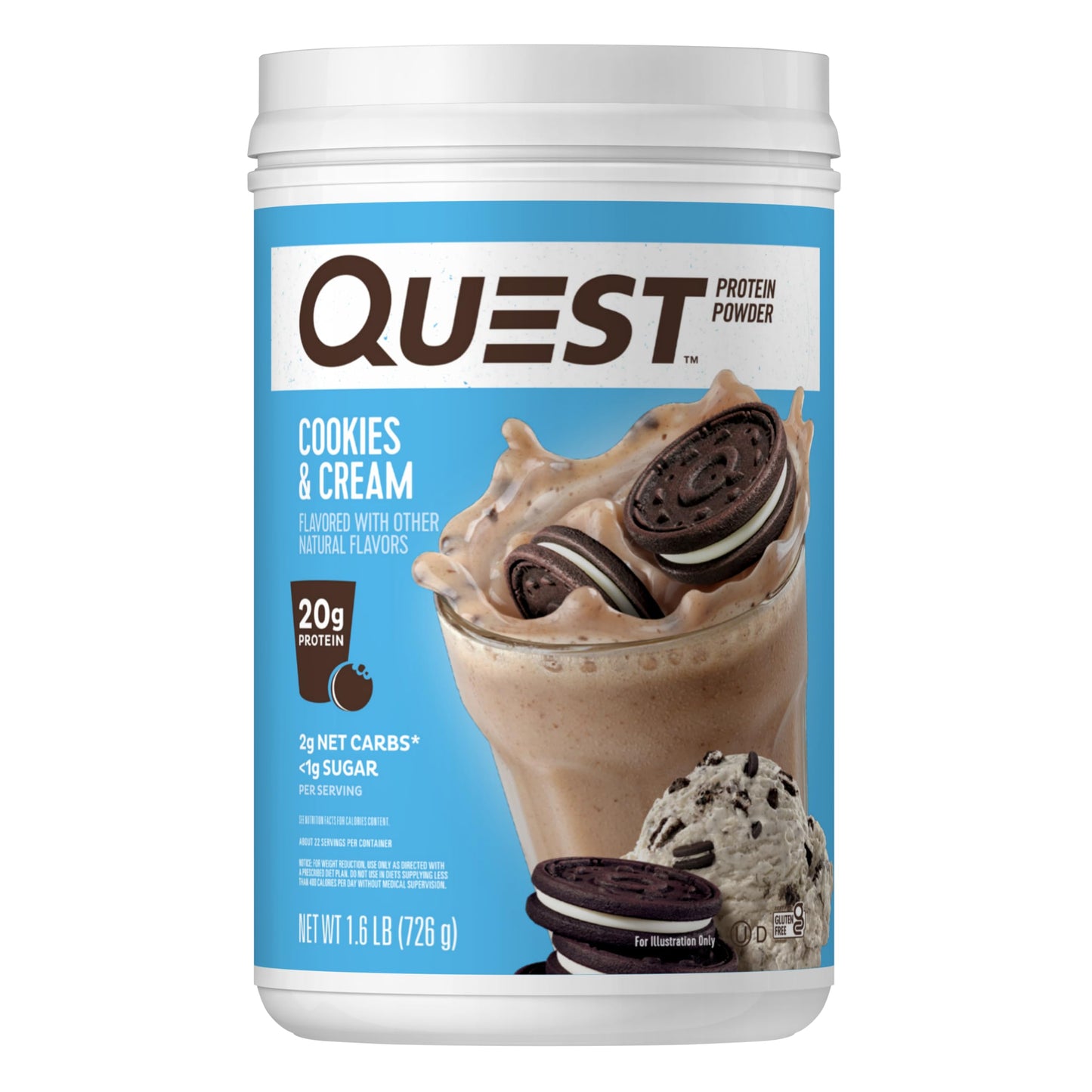 Quest Nutrition Vanilla Milkshake Protein Powder, 24g of Protein, 1g of Sugar, Low Carb, Gluten Free, 1.6 Pound, 23 Servings