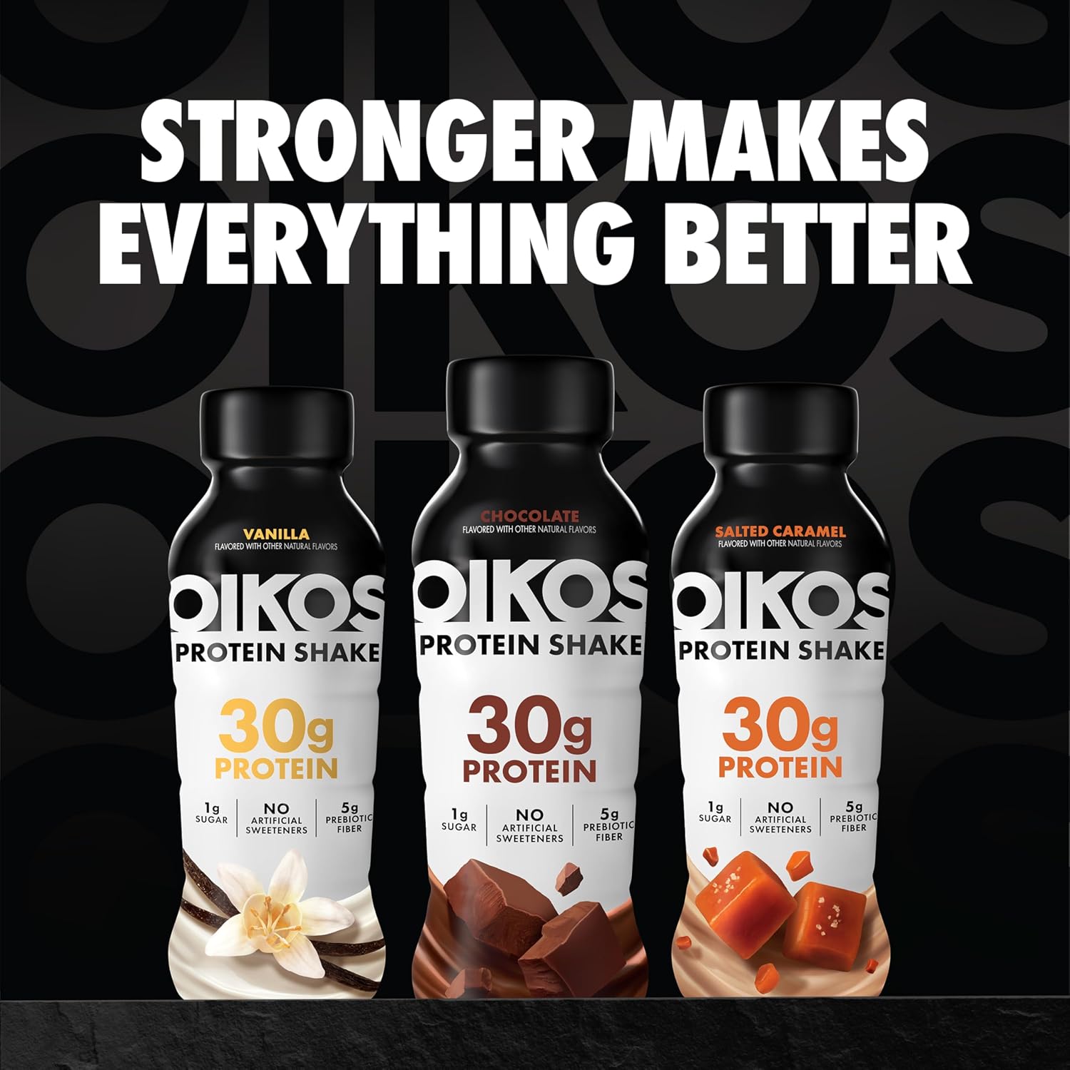 Oikos Protein Shake, Chocolate, 30g High Protein Drinks, Shelf Stable, Ready to Drink, 5g Prebiotic Fiber, 12 fl oz Bottle, 12 Count​