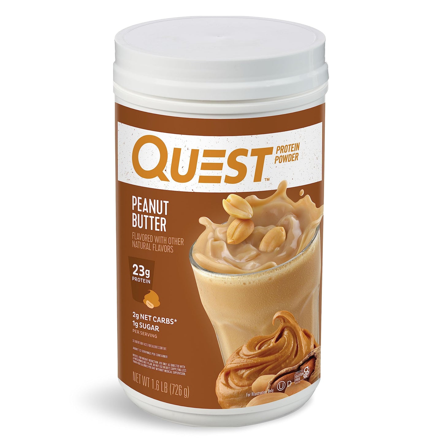 Quest Nutrition Vanilla Milkshake Protein Powder, 24g of Protein, 1g of Sugar, Low Carb, Gluten Free, 1.6 Pound, 23 Servings