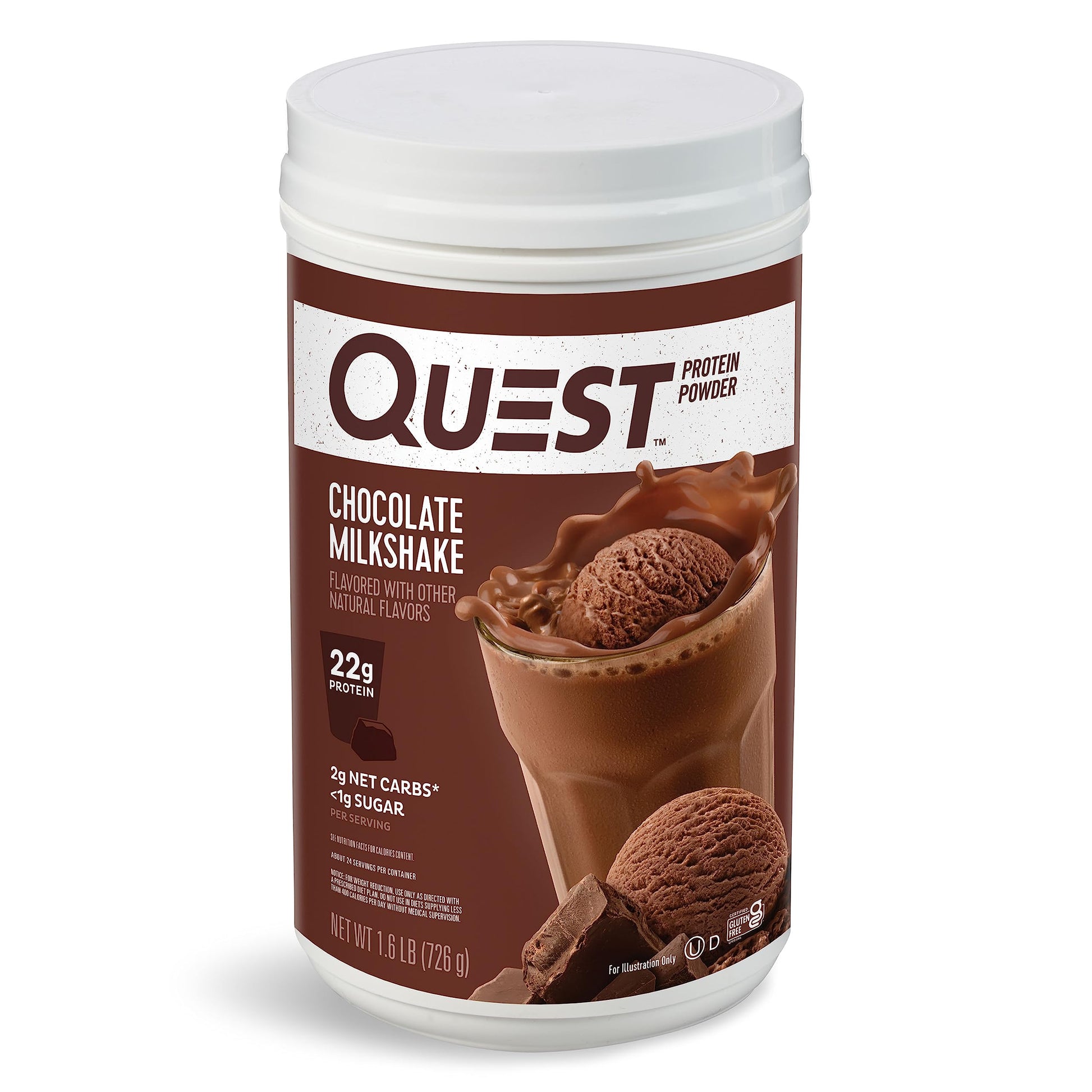 Quest Nutrition Vanilla Milkshake Protein Powder, 24g of Protein, 1g of Sugar, Low Carb, Gluten Free, 1.6 Pound, 23 Servings