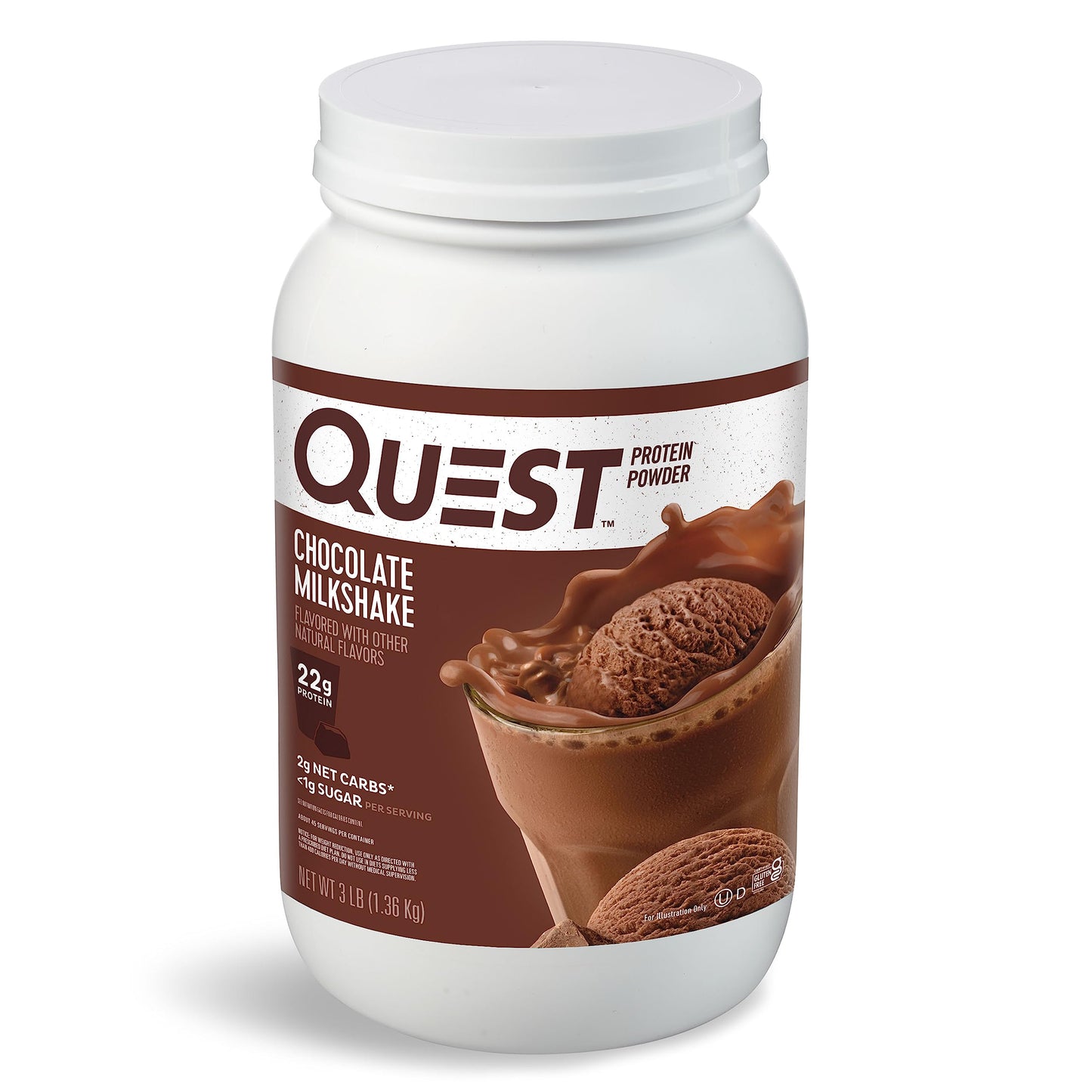Quest Nutrition Vanilla Milkshake Protein Powder, 24g of Protein, 1g of Sugar, Low Carb, Gluten Free, 1.6 Pound, 23 Servings