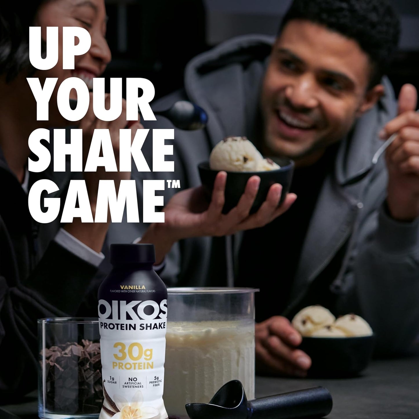 Oikos Protein Shake, Chocolate, 30g High Protein Drinks, Shelf Stable, Ready to Drink, 5g Prebiotic Fiber, 12 fl oz Bottle, 12 Count​