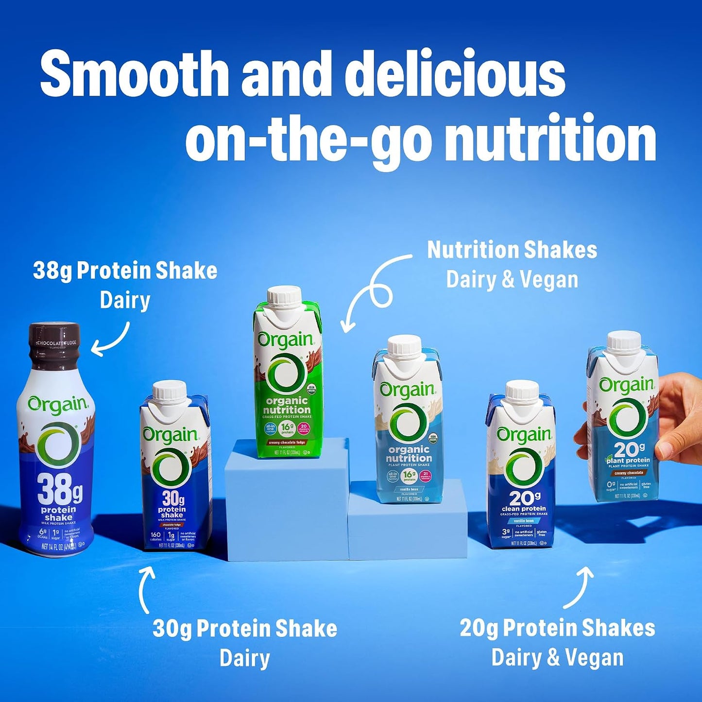 Orgain Organic 20g Vegan High Protein Shake, Chocolate, 11 oz, 12pk | Ready to drink plant based protein, fruits & vegetables, no soy or dairy ingredients, gluten-free, kosher